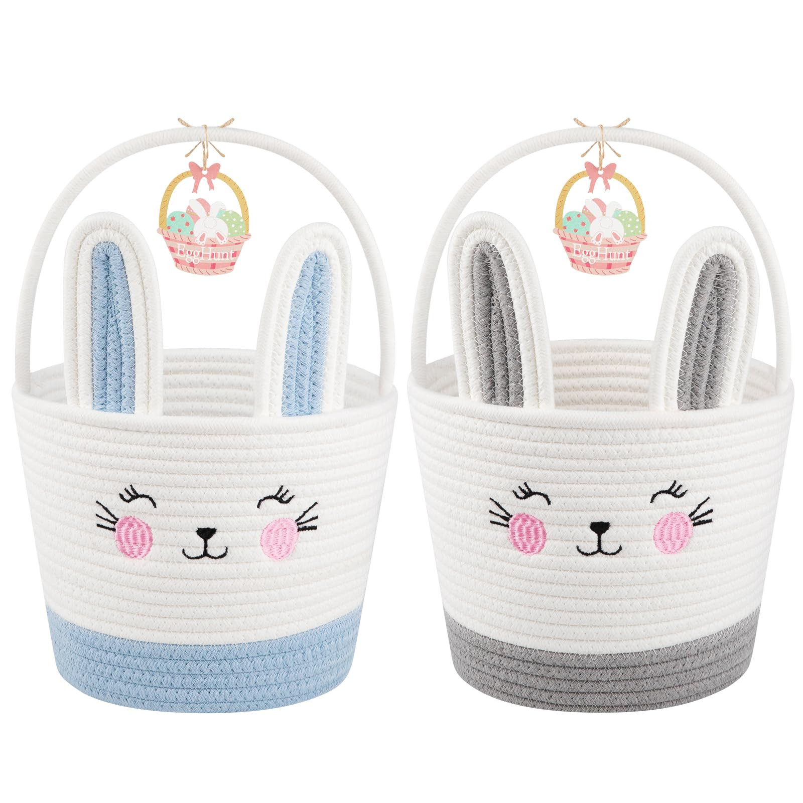 Personalized Easter Basket for Toddler, Woven Baby Easter Gifts basket with Handle, Empty Bunny E... | Amazon (US)