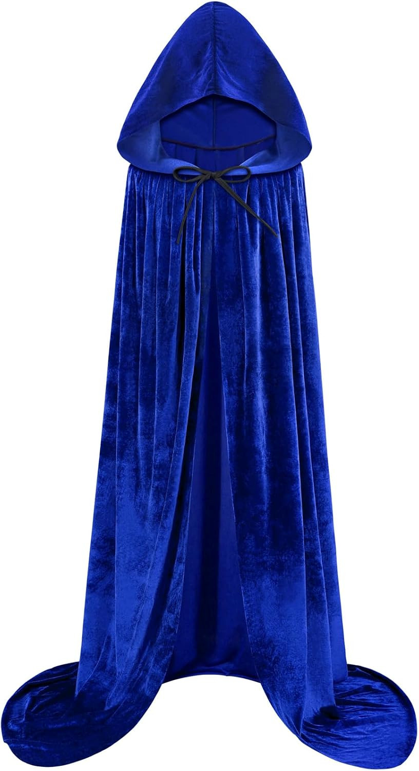 Hooded Cloak Velvet Cape with Hood Halloween Capes Women Witch Costume Vampire Cloak Wizard Robe Men Cosplay Costume | Amazon (US)