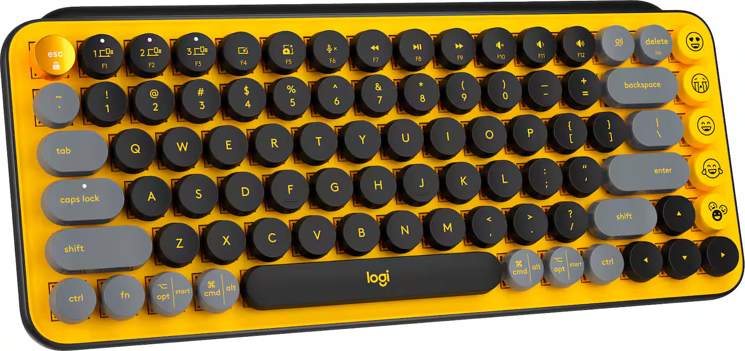 Logitech - POP Keys Wireless Mechanical Tactile Switch Keyboard for Windows/Mac with Customizable Emoji Keys - Blast Yellow | Best Buy U.S.