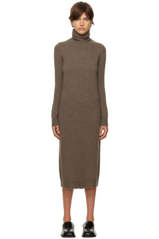 Taupe Fanfara Midi Dress | SSENSE