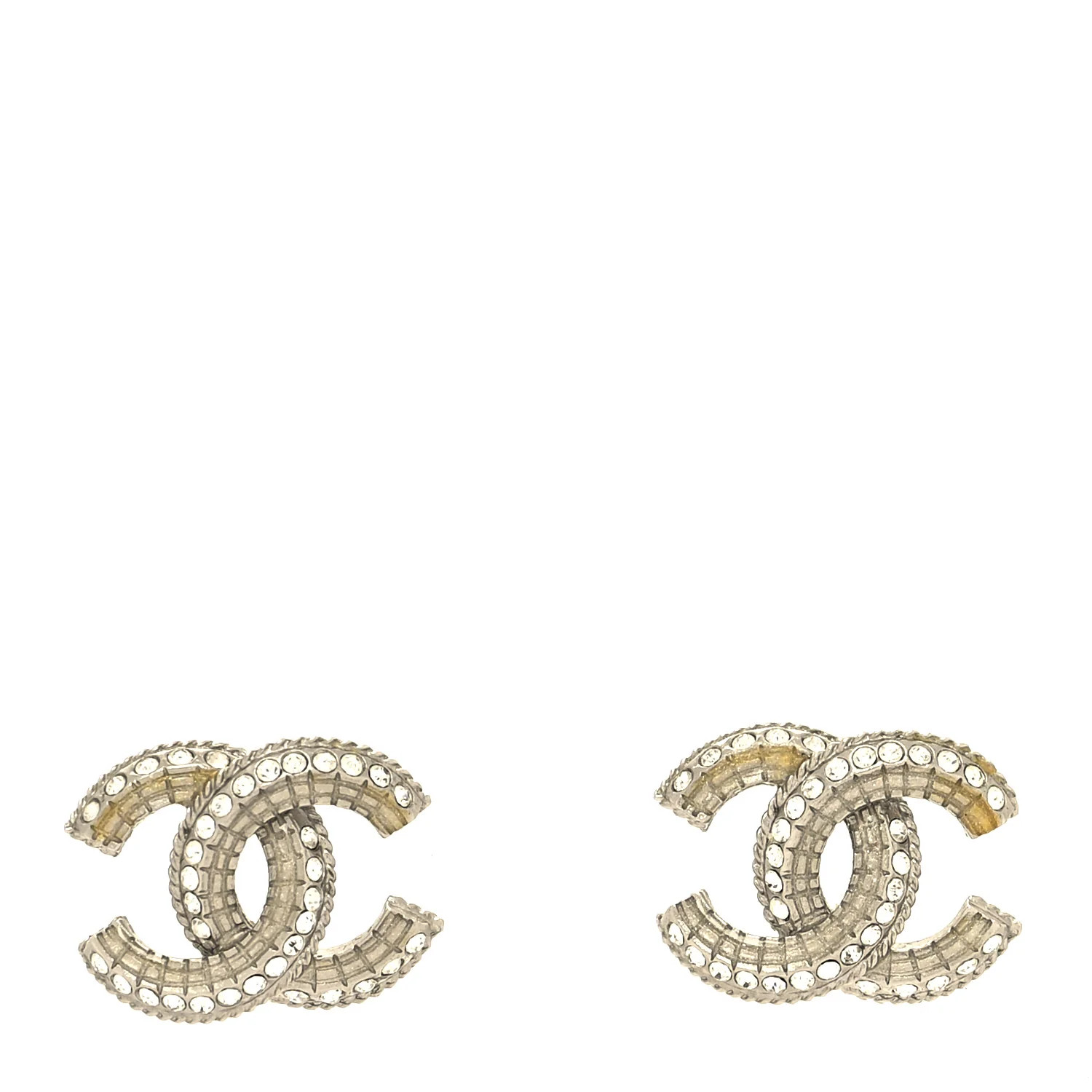 Baguette Crystal CC Earrings Silver | FASHIONPHILE (US)