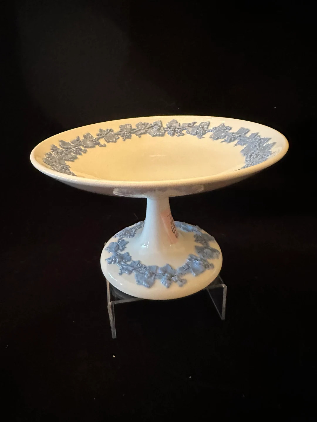 Wedgwood Queensware Embossed Blue White Pedestal Compote Vintage - Etsy | Etsy (US)