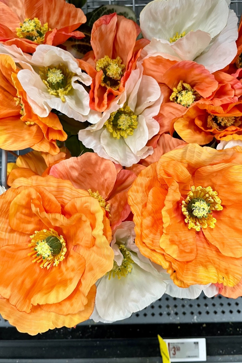 Summer flower inspiration for you, would be a vibrant wedding color palette!

Orange, yellow, white faux poppies at Walmart. 

Floral arrangements, center pieces, wedding bouquet, wedding decor, coral florals, wildflower bouquet, tabletop decoration, summer decor, modern wedding, boho wedding, wedding arrangements, bridal shower decor, party decor.