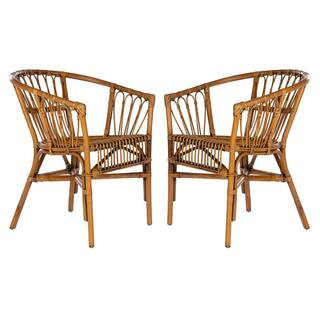 SAFAVIEH Adriana Honey Brown Wash Arm Chair ACH6505C-SET2 | The Home Depot