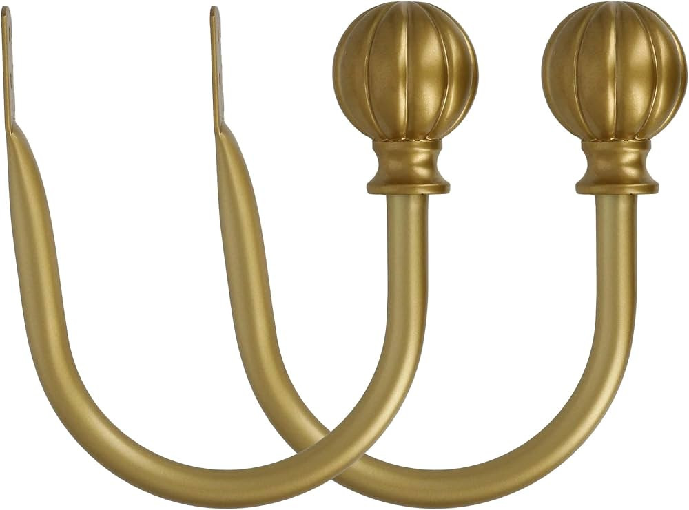 MERIVILLE Set of 2 Decorative Fluted Ball End Window Curtain Holdbacks for Draperies, Royal Gold | Amazon (US)