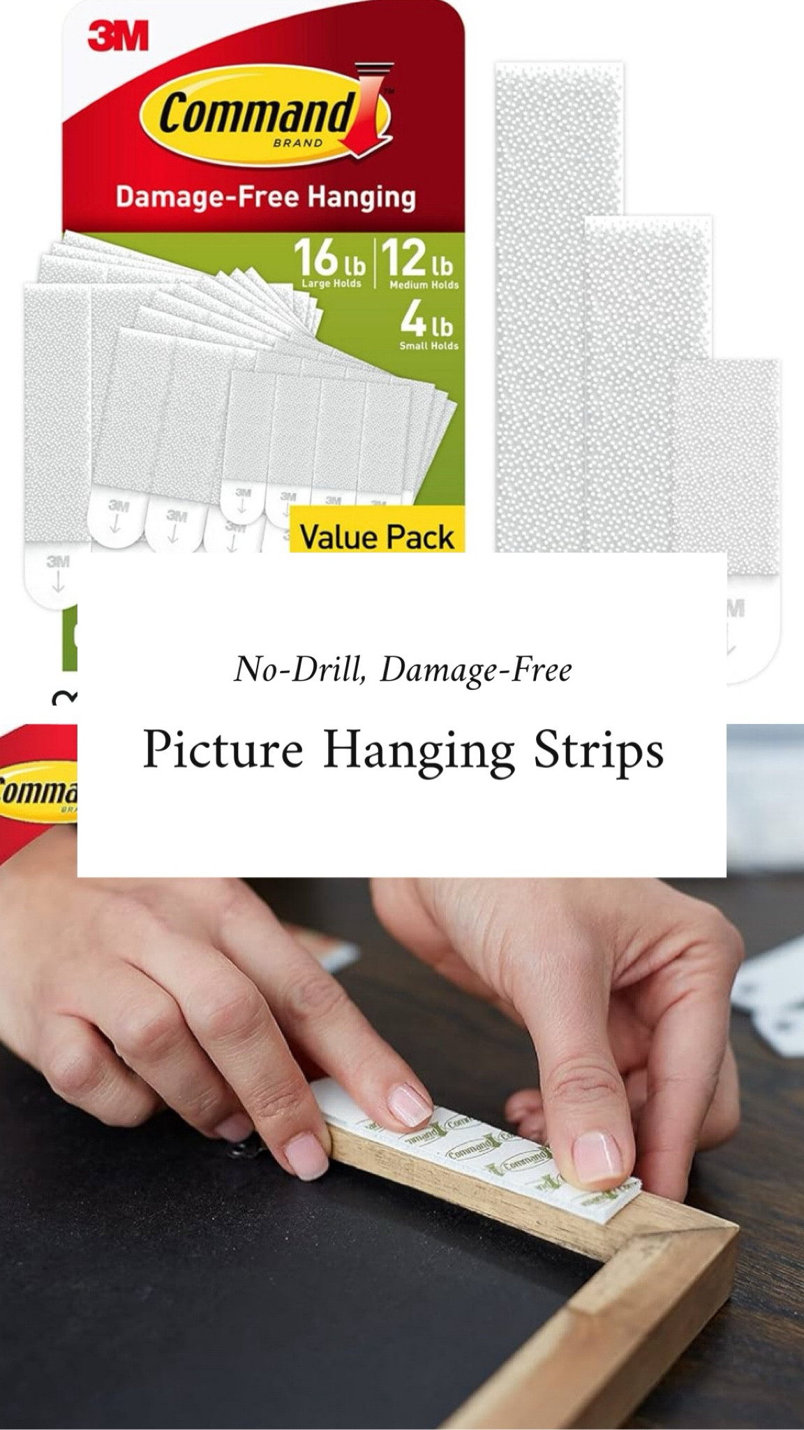 Damage-Free, No Drill Picture Hanging Strips