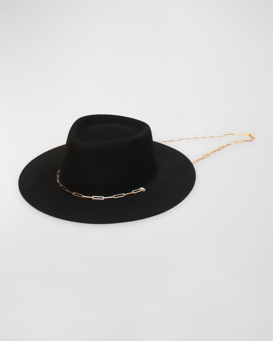 Van Palma Ulysse Merino Wool Fedora With Chain | Neiman Marcus