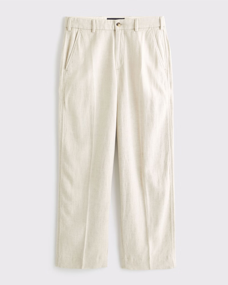 Men's Baggy Tailored Linen-Blend Trouser | Men's Bottoms | Abercrombie.com | Abercrombie & Fitch (US)
