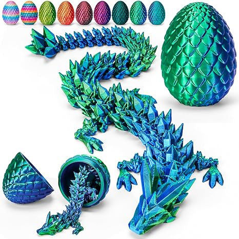 TBOLINE 12" 3D Printed Dragon Egg, Prefilled Easter Eggs Basket Stuffers, Cool Articulated Easter... | Amazon (US)