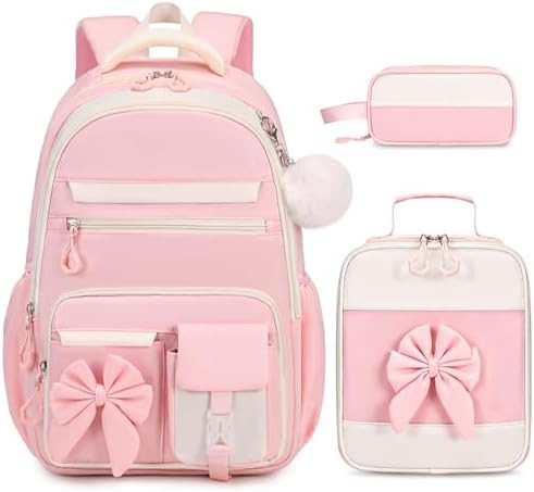 Backpack for Girls, 3PCS Girls Backpack for School with Lunch Bag Pencil Case, Cute Kids Teens Bo... | Amazon (US)