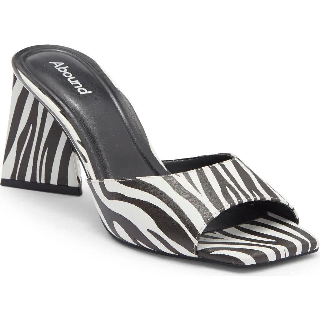 Abound Murphy Triangle Heel Mule Sandal in Black White Zebra at Nordstrom Rack, Size 5.5 | Nordstrom Rack