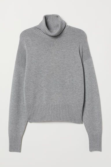 H & M - Knit Turtleneck Sweater - Gray | H&M (US + CA)