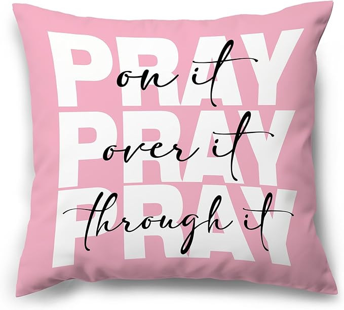Pink Christian Pray Decorative Throw Pillow Covers, Bible Verse Scripture Pillows Covers, Pray on... | Amazon (US)