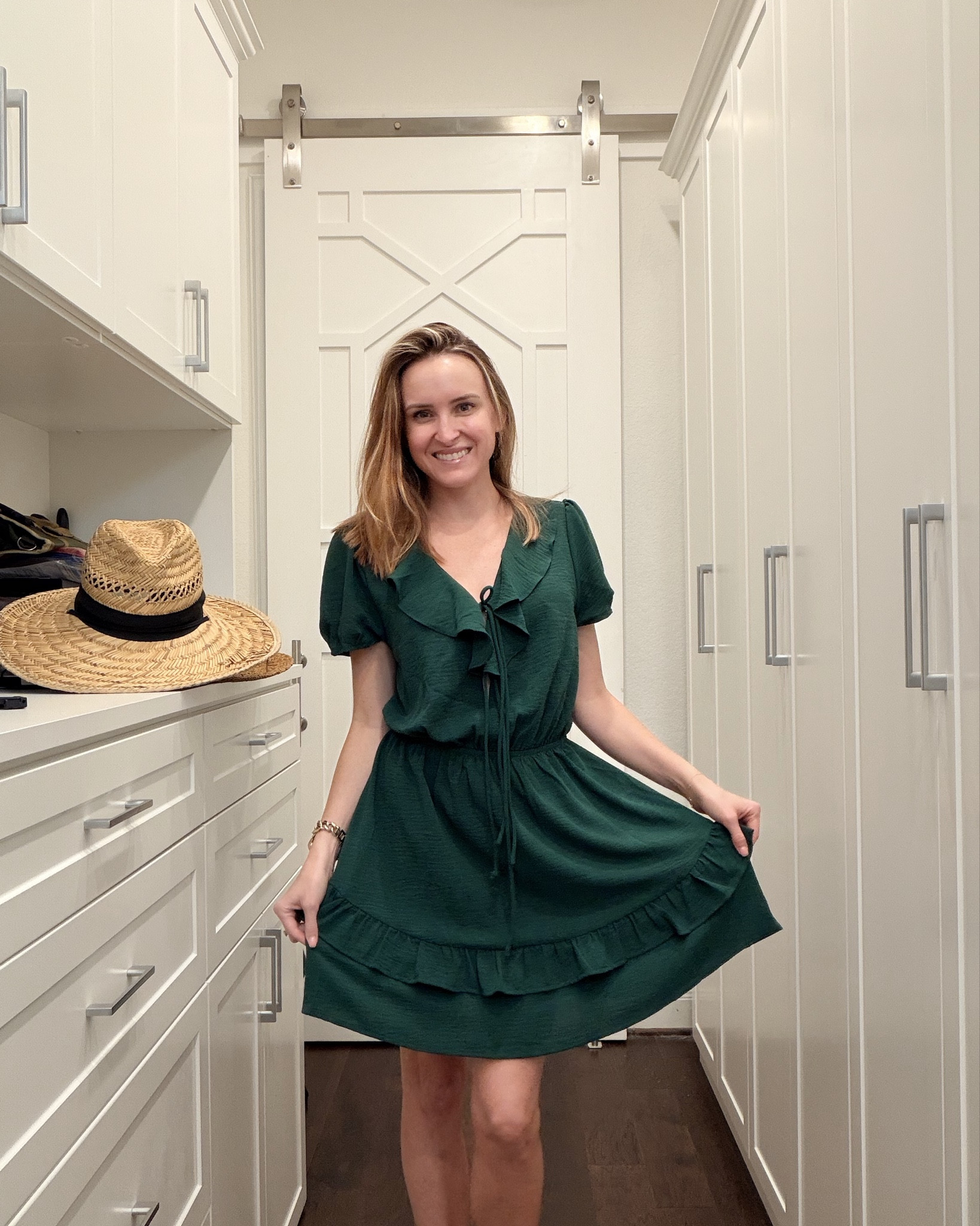 Very flattering dress from Amazon! In a small. Comes in multiple colors.