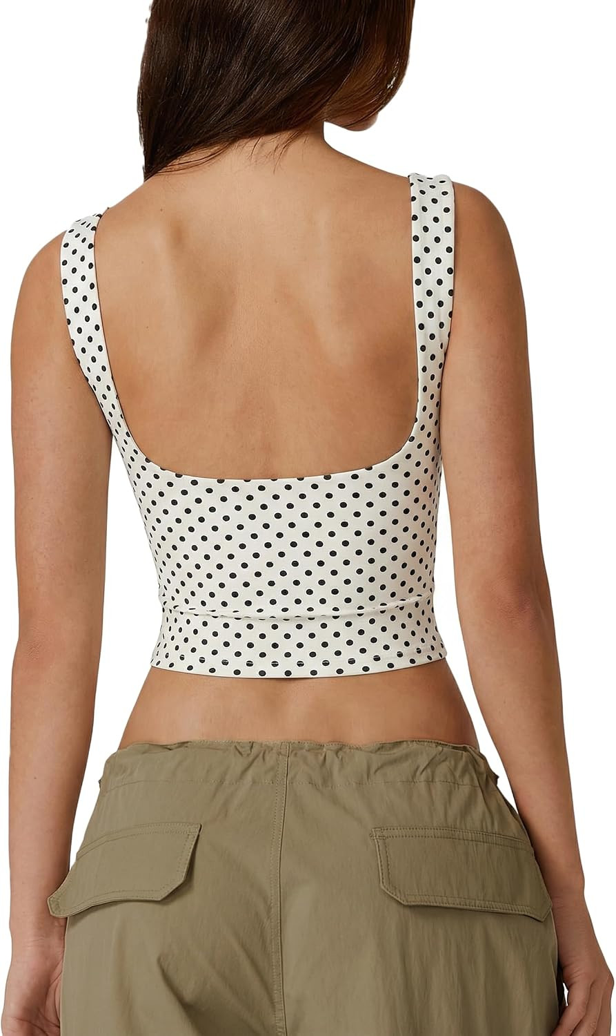 QINSEN Women's Sexy Open Back Sleeveless Crop Tank High Neck Slim Fit Cropped Tee Shirt Y2k Tops | Amazon (US)