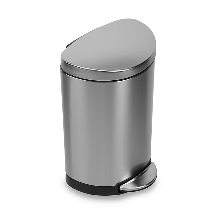 simplehuman® Brushed Stainless Steel Fingerprint-Proof Semi-Round 10-Liter Step-On Trash Can | B... | Bed Bath & Beyond