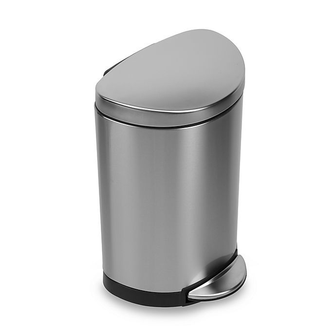 simplehuman® Brushed Stainless Steel Fingerprint-Proof Semi-Round 10-Liter Step-On Trash Can | B... | Bed Bath & Beyond