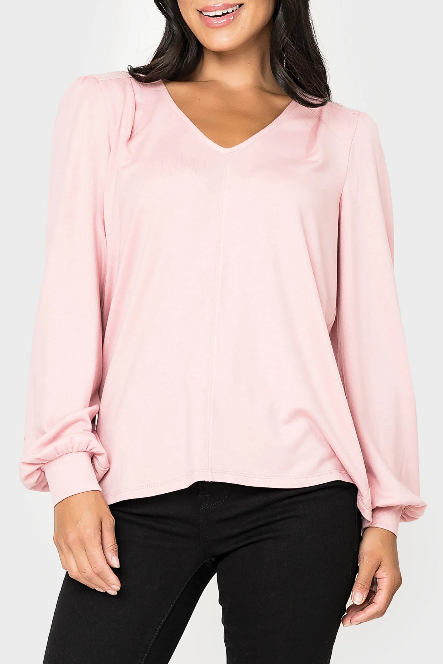 V-Neck Blouson Sleeve Sweater | Gibson