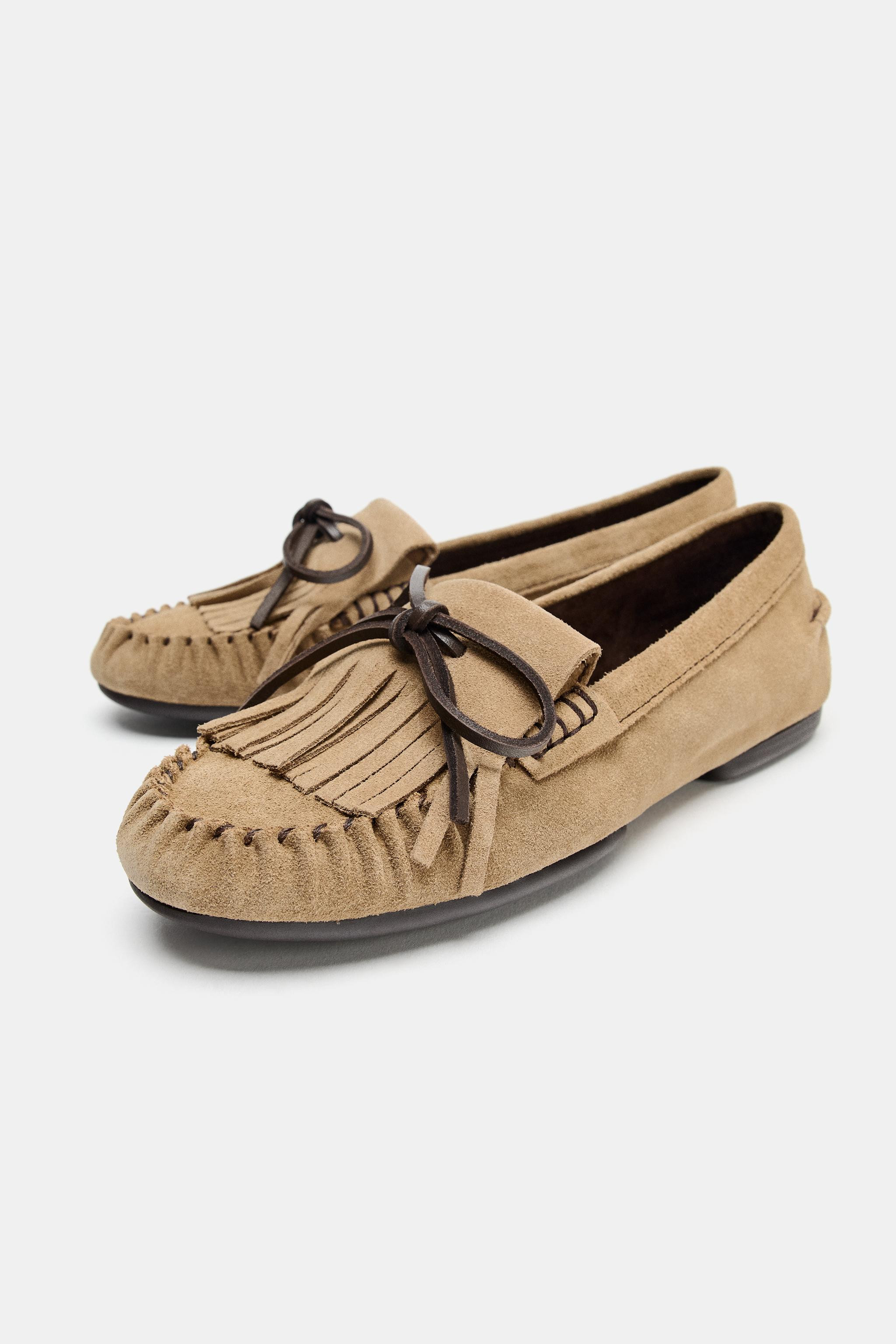 LEATHER LOAFERS WITH FRINGE | Zara UK