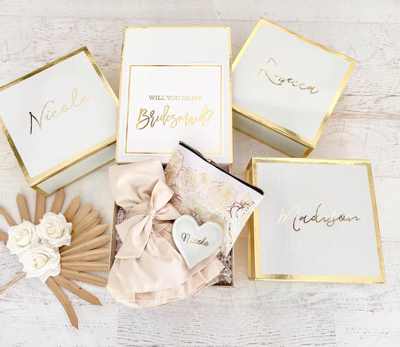 Bridesmaid Box Personalized Bridesmaid Gift Box Wedding Keepsake Box Custom Bridesmaid Gift Box (... | Etsy (US)