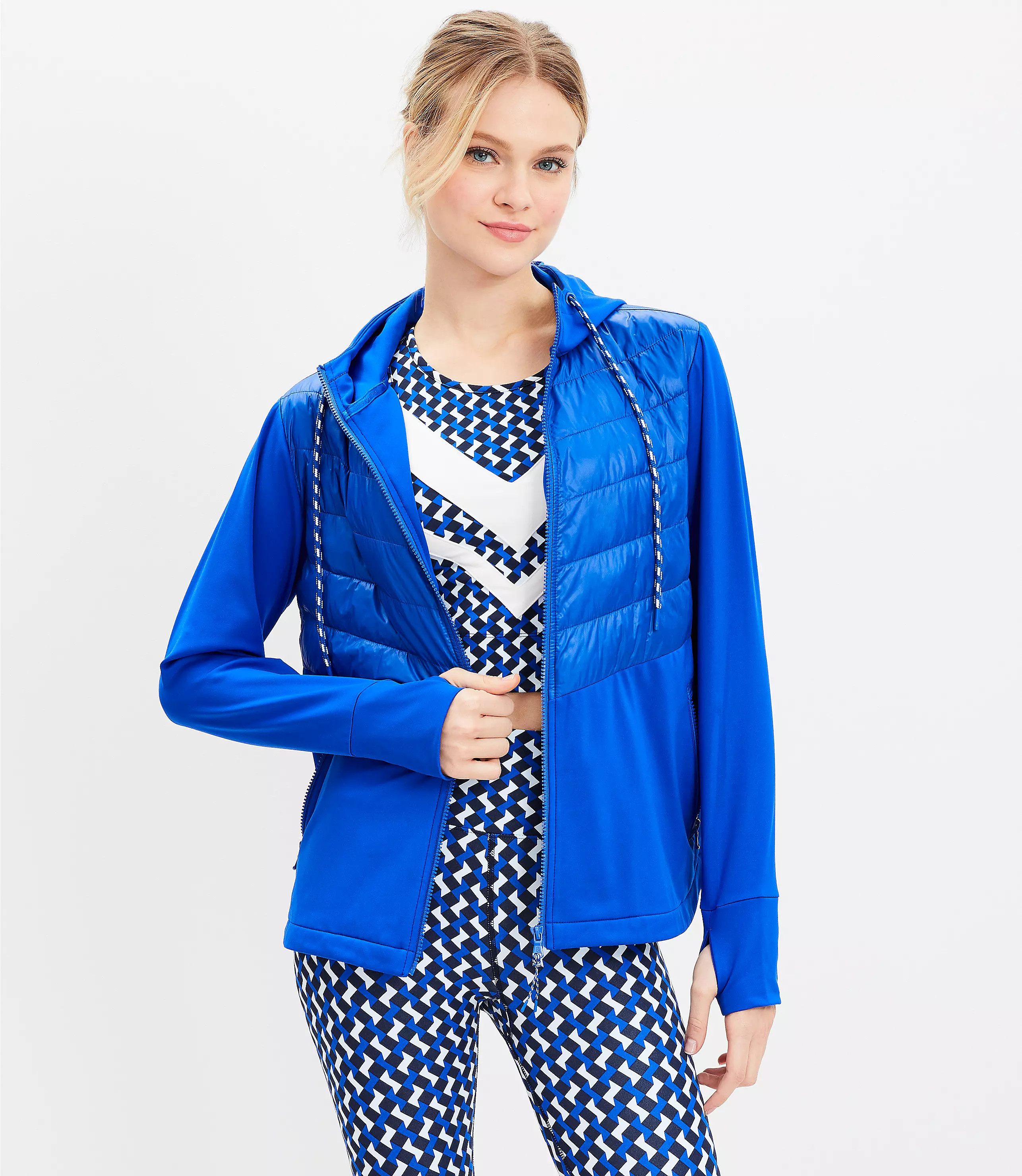 Lou & Grey Chevron Hooded Puffer Jacket | LOFT