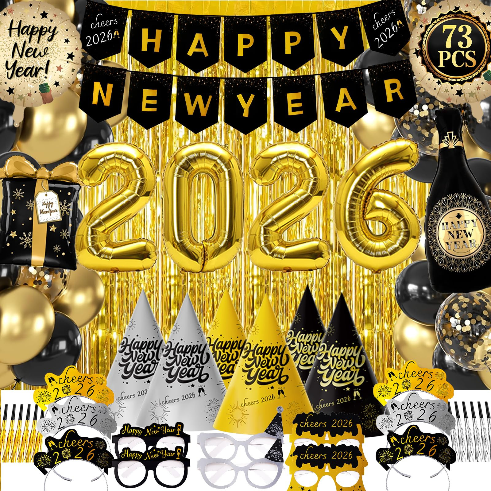 New Years Eve Party Supplies 2026-73 PCS Happy New Years Decorations-Party Favors Includes Hats, ... | Amazon (US)