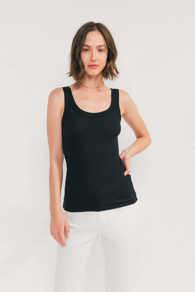 Rib Fitted Scoop Tank (Jet Black) | EasyStandard