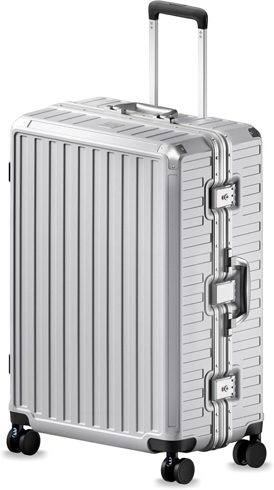 LUGGEX Checked Suitcase with Spinner Wheels, 8010S Aluminum Frame Zipperless Polycarbonate Hard S... | Amazon (US)