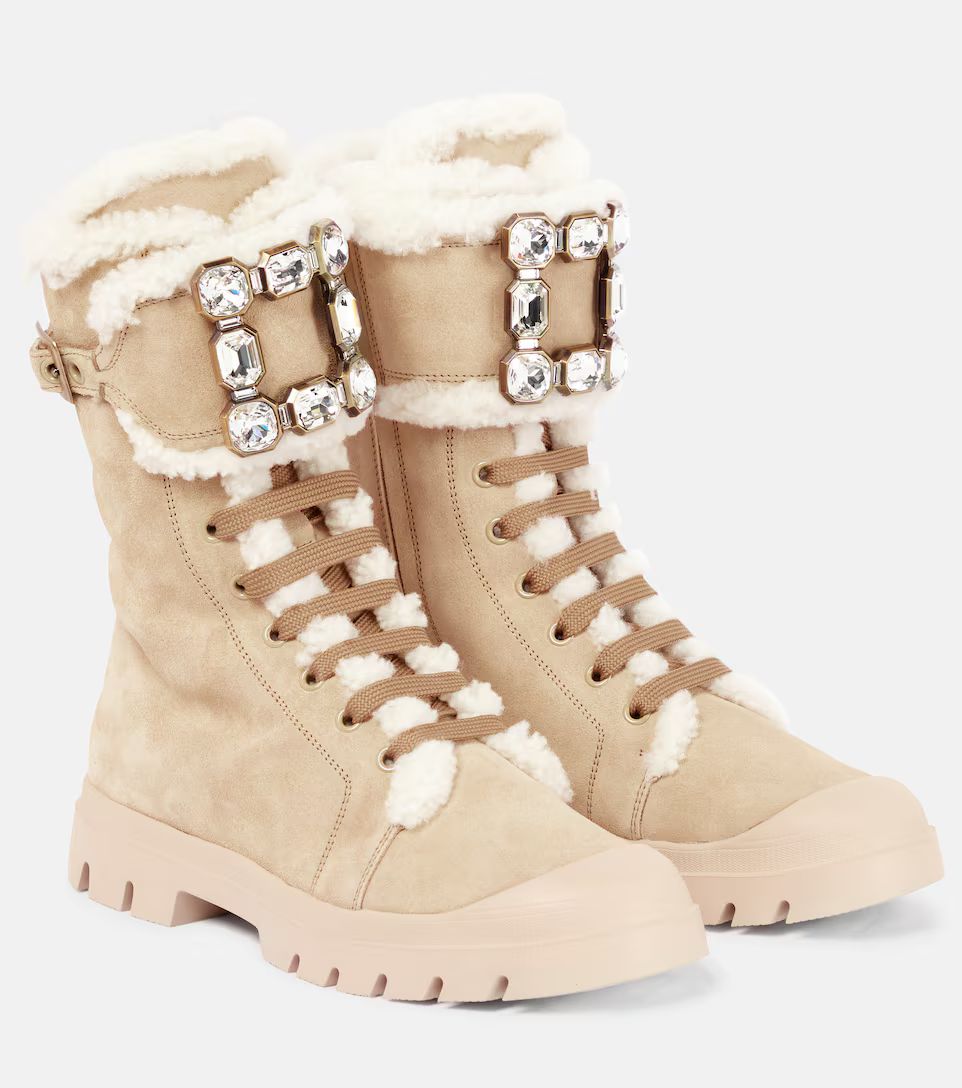 Walky Viv' shearling-trimmed suede combat boots | Mytheresa (US/CA)