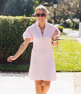 x Amy Littleson McNitt The Jane Ric Rac Mandarin Collar Short Puff Sleeve Dress | Dillard's