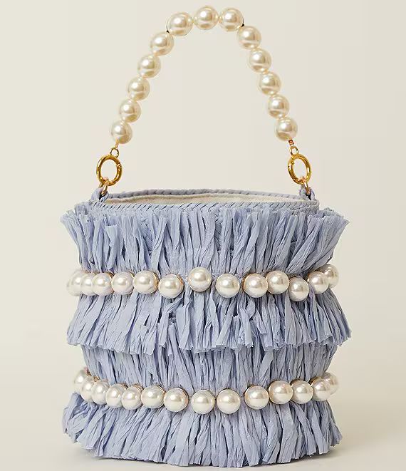 Kate Round Pearl Raffia Bucket Bag | Dillard's