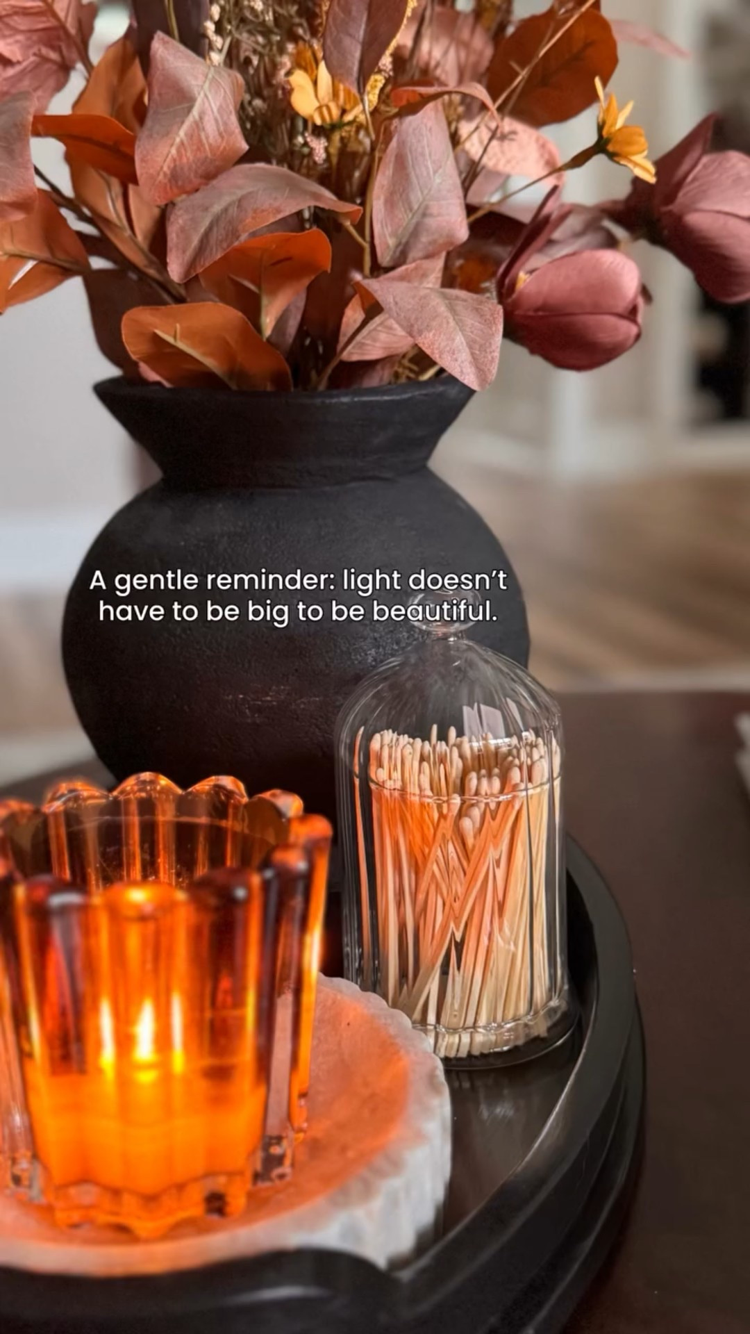 A gentle reminder: light doesn’t have to be big to be beautiful.

#cozyvibes #autumnaesthetic #falldecor #WarmAndCozy #CandleGlow #FallInspiration #seasonaldecor #CozyCorners #homevibes #simplejoys #goldenglow #AutumnMood #explorepage #cozyhomedecor #LittleThingsMatter #targetfinds