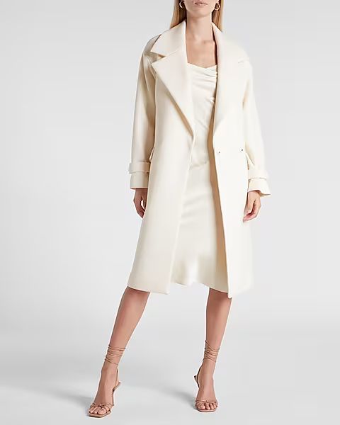 Belted Wrap Front Faux Wool Coat | Express