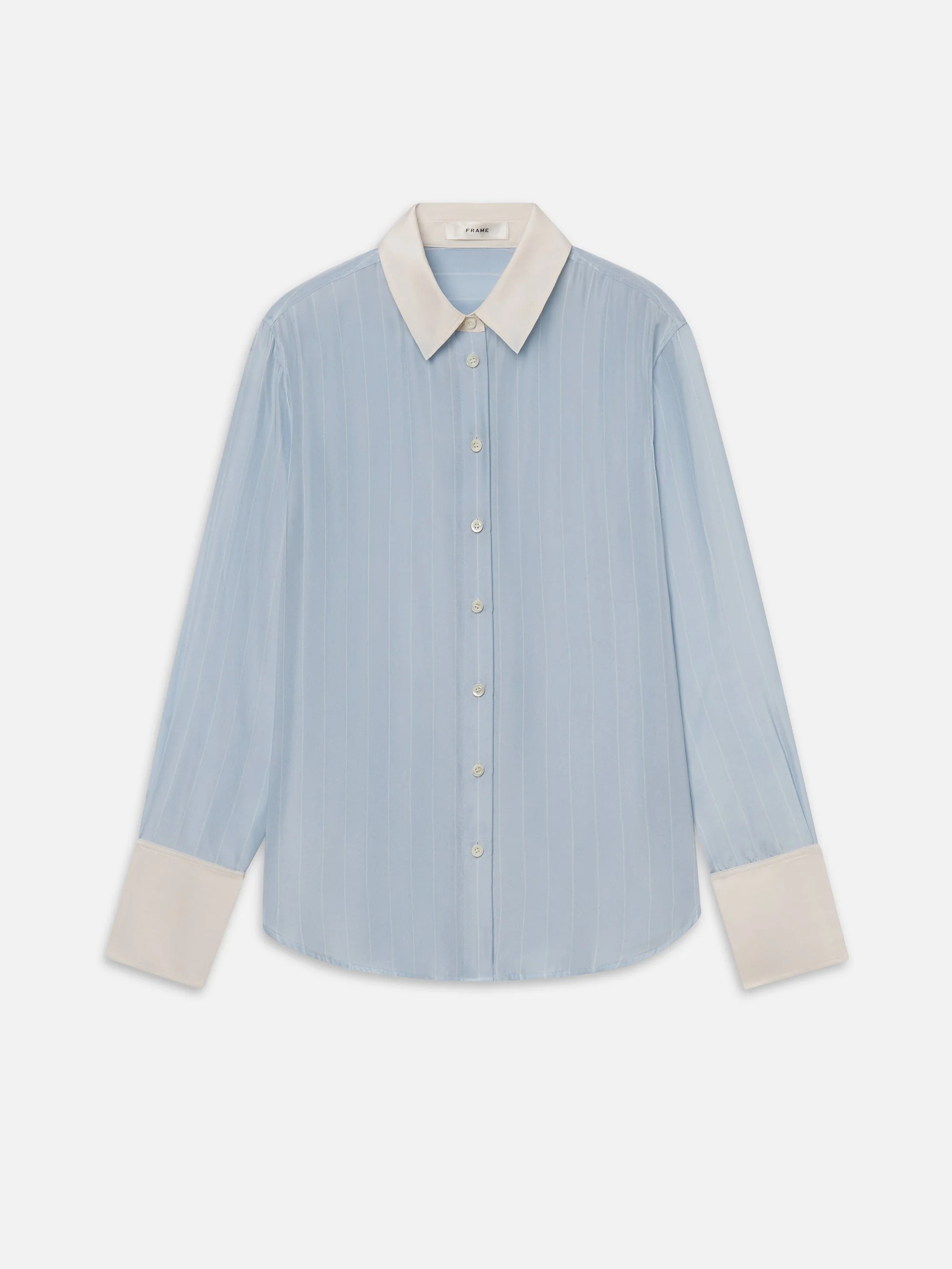 The Silk Standard Shirt -- Sky Blue Stripe | Frame Denim