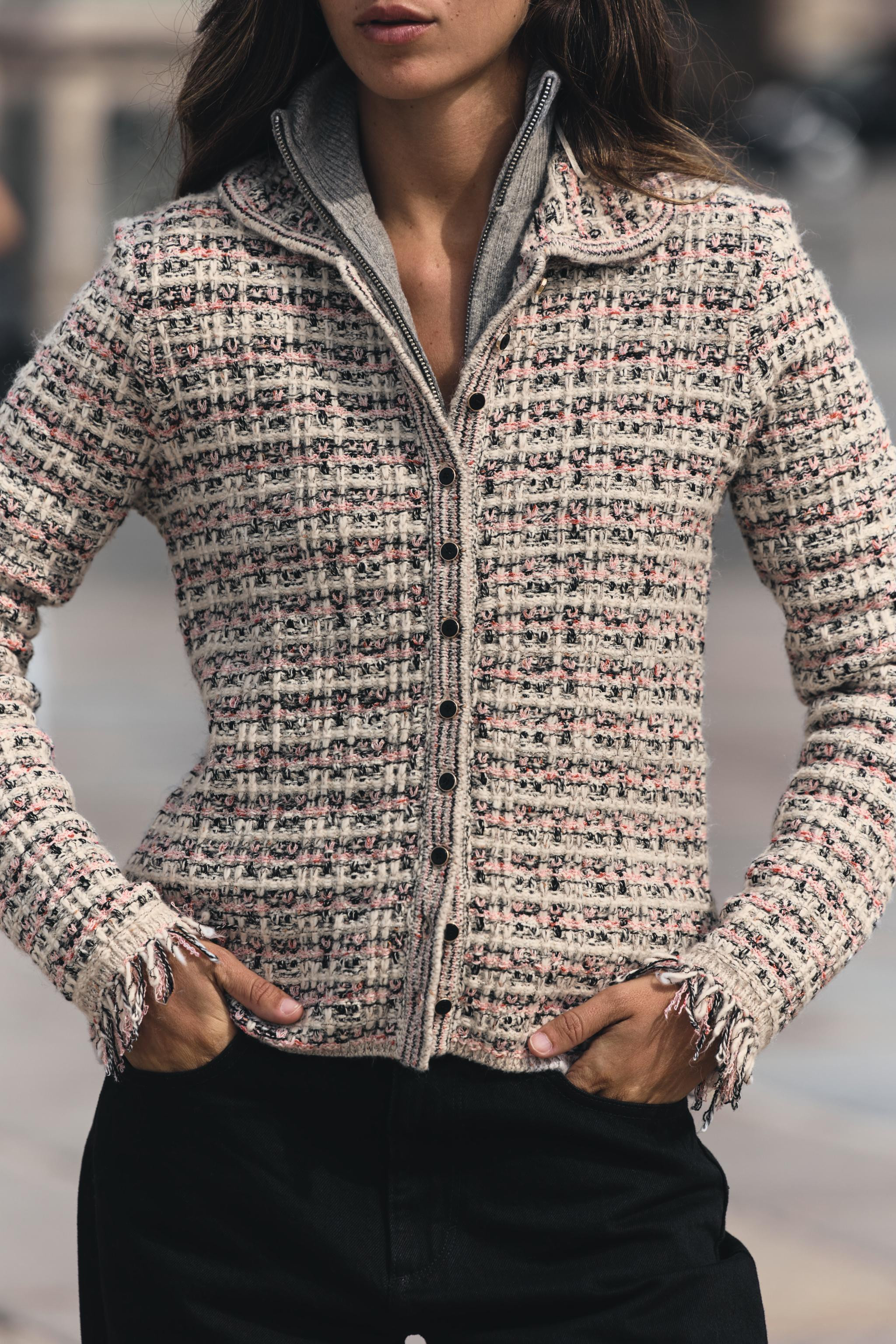 TEXTURED JACKET WITH FRAYED CUFFS | Zara US