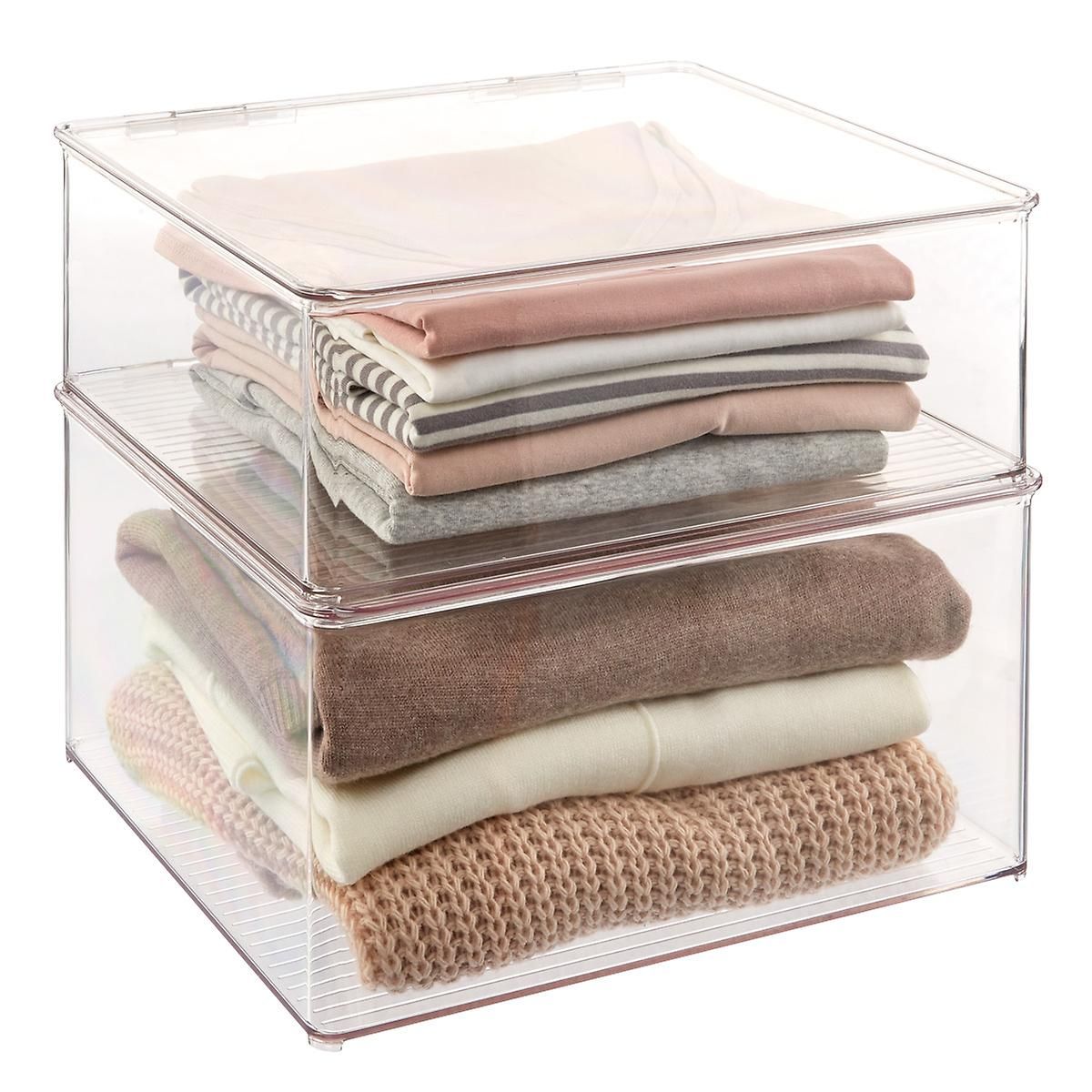 iDesign Hinged-Lid Stackable Shirt & Sweater Boxes | The Container Store