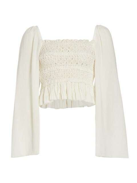 Free People Afton Smocked Bell-Sleeve Top | Saks Fifth Avenue