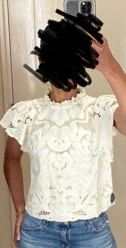 The Lainie High-Neck Lace Cutwork Blouse | Anthropologie (US)