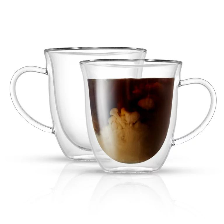 JoyJolt Glass Double Wall Insulated Coffee Tea Mug (Set of 2) 13.5 oz | Walmart (US)