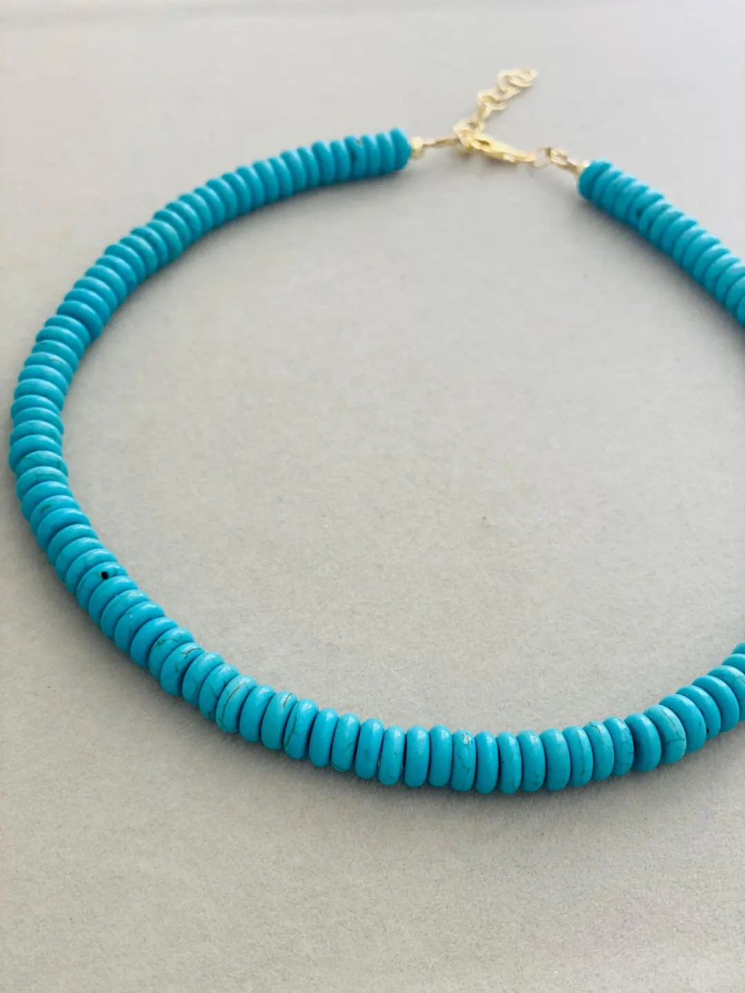 Adjustable Turquoise Colored Gemstone Necklace | Smooth Turquoise Rondelle Necklace | Turquoise B... | Etsy (US)