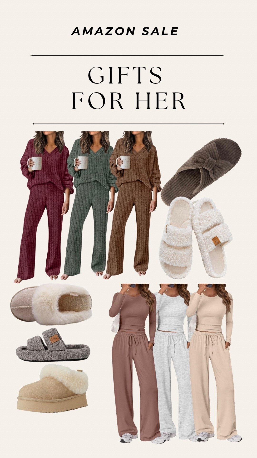 Sets for everyday wear that truly and literally we can never. Have. Enough. Of. 

The platform house shoes are my favorite things I’ve ever worn those are the ones yall see me wearing in many of my videos!

•
•
#ad #founditonamazon #winterfavorites2025 @amazon cozy loungewear, Christmas gift ideas for friends, dirty Santa gifts, Amazon essentials, everyday outfits, faux uggs slippers, neutral athleisure , gift ideas for mothers, sisters, girlfriends

#LTKGiftGuide #LTKootd #LTKHoliday