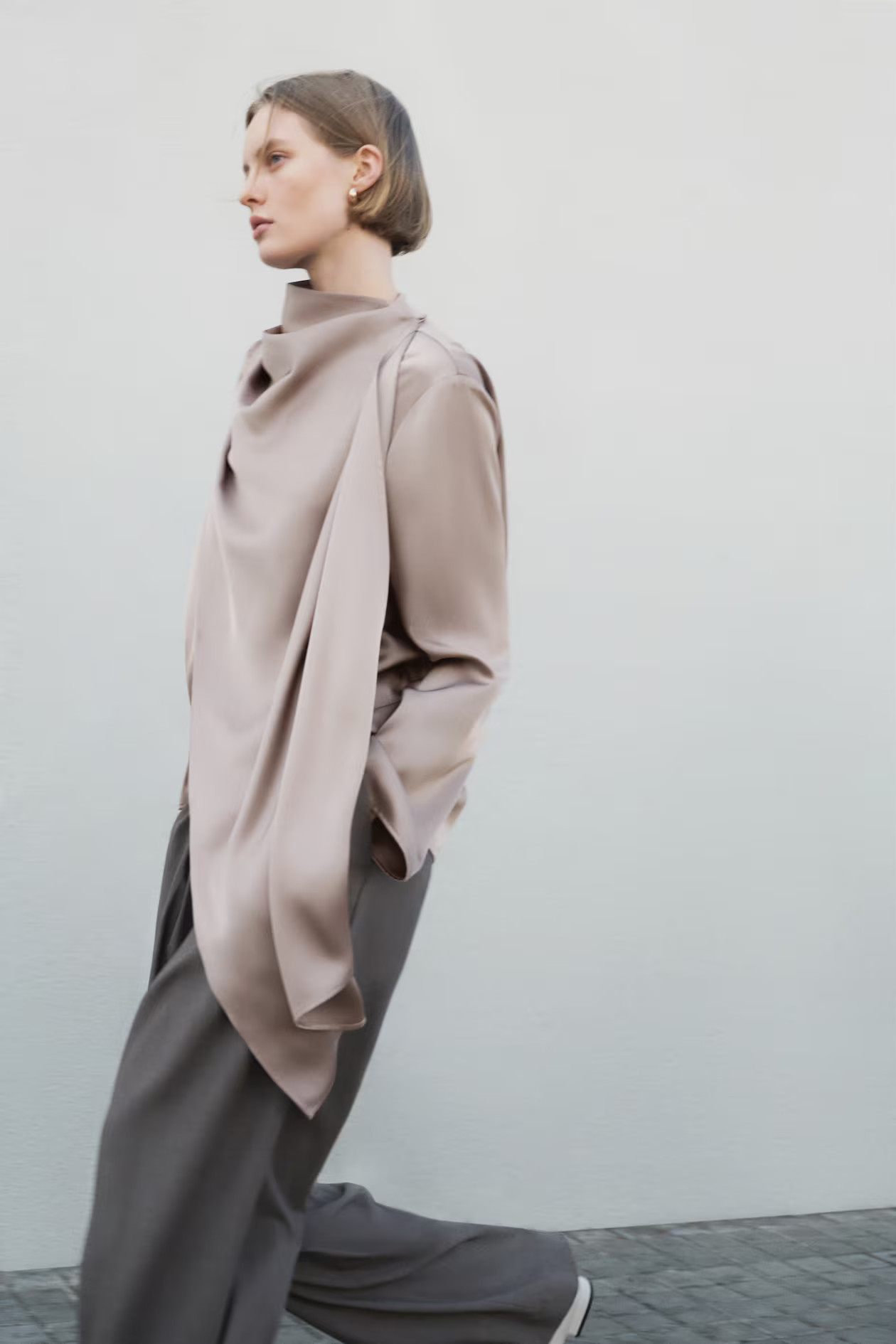 Shawl-Detail Satin Blouse | H&M (US + CA)