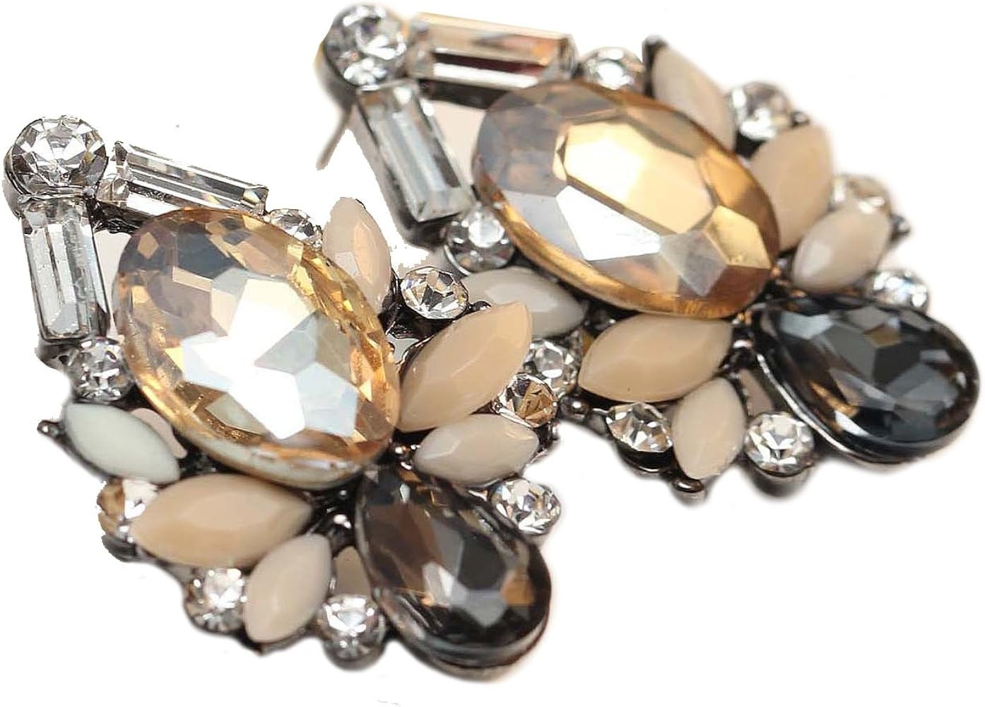 Art Deco Antique Vintage Retro Style Peach Amber Citrine Topaz Tan Grey Earth Tones Rhinestone Br... | Amazon (US)