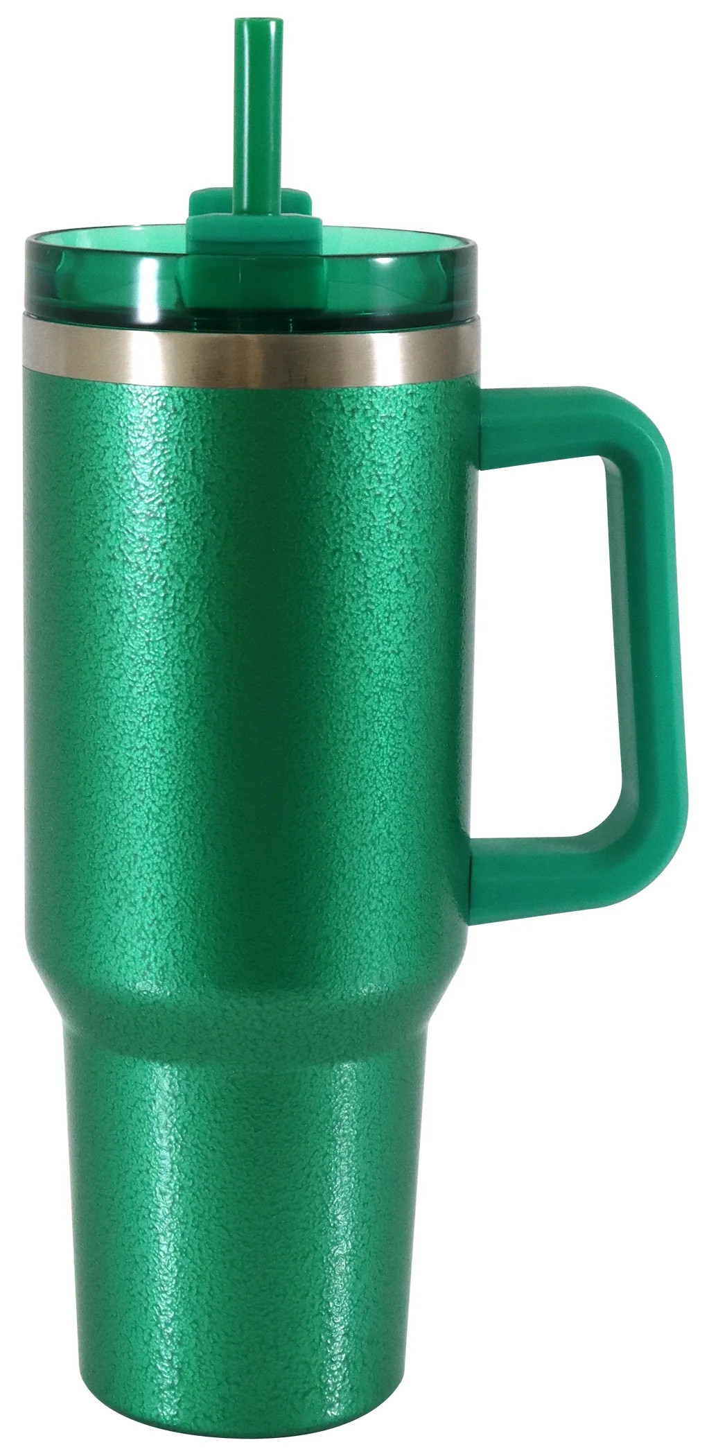 Mainstays 40 oz Stainless Steel Tumbler with Straw and Handle, Double Wall Insulated, Green Hamme... | Walmart (US)