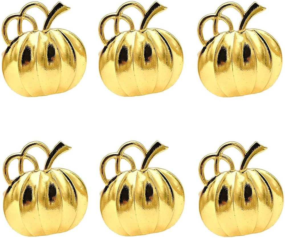 6Pcs Rustic Pumpkin Napkin Rings, Holder for Halloween Fall Thanksgiving Day Table Decorations Na... | Amazon (US)