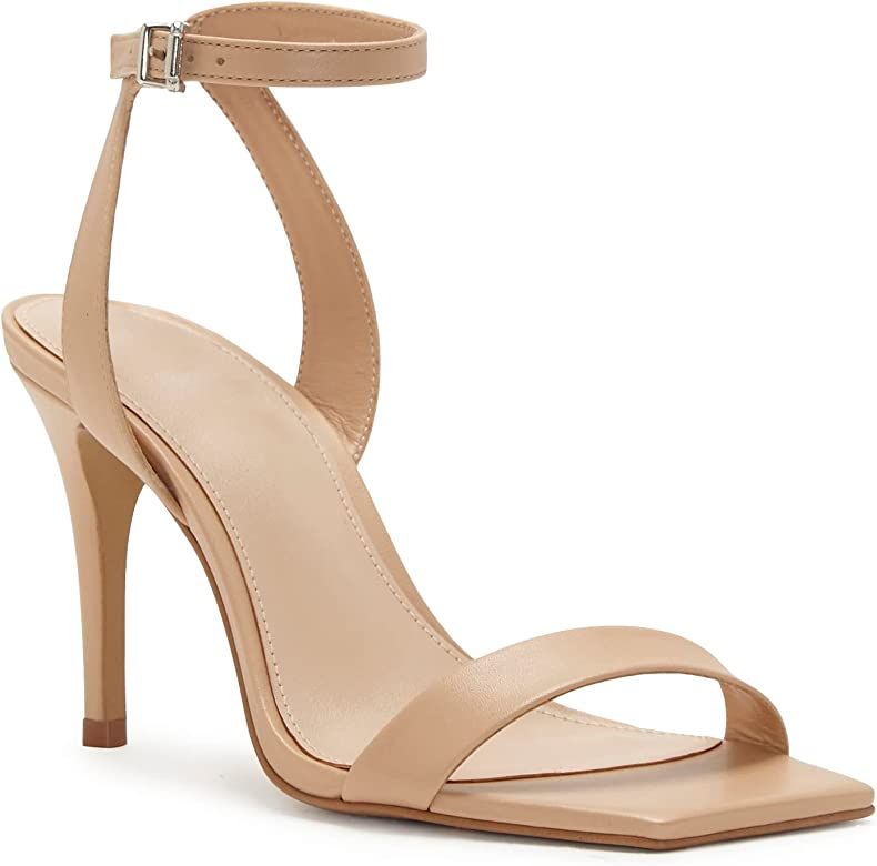 Mskilder Womens Stiletto Heels Ankle Strap Square Toe Slingback Heeled Sandals Dress Pumps | Amazon (US)