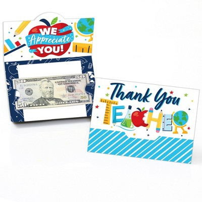 Big Dot of Happiness Thank You Teachers - Teacher Appreciation Money and Gift Card Holders - Set of 8 | Target