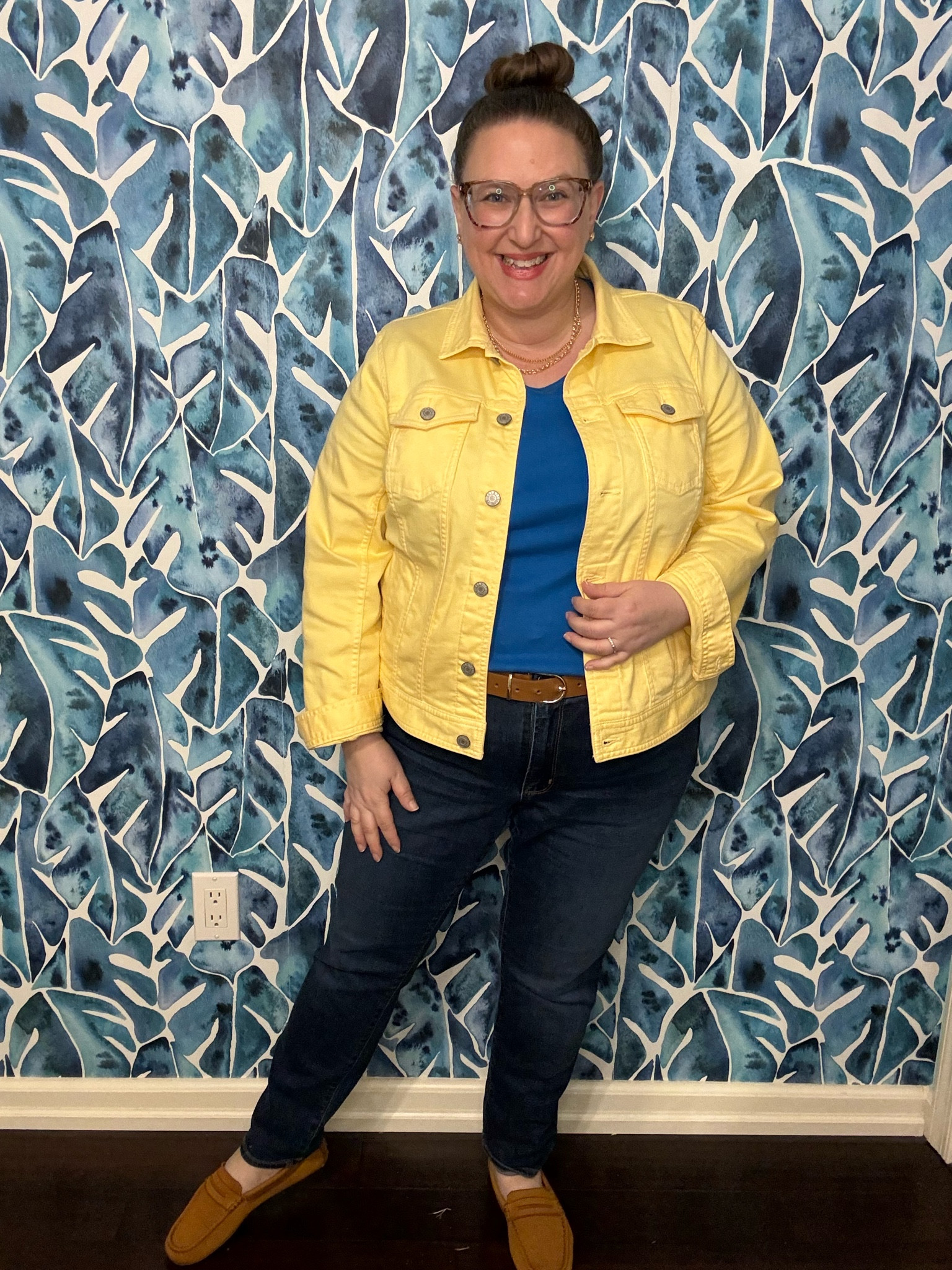 My jacket is from Talbots, but the JCPenney one linked in yellow is such a close match in every way. 

My tee is also from JCPenney; I’m wearing XXL.  Size down for a more fitted look. Also, there are a couple links for the tees - one is old & the other two are updated to this year’s listing. 

Wearing 18 s in jeans

Rothy’s are a half size up

Spring
HOC spring
Size 18
Spring outfit

#LTKplussize #LTKSeasonal #LTKmidsize