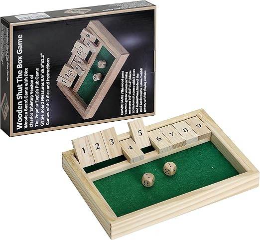 Wooden Shut The Box Game - Dice Game 2 Player,Board Game,Classics Tabletop Version,Popular Pub Ga... | Amazon (US)