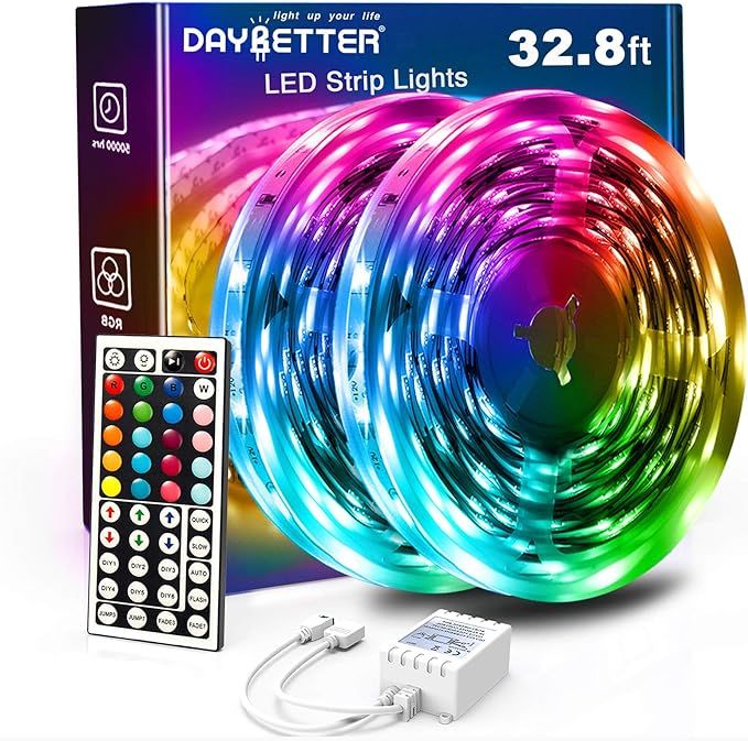 Daybetter Led Strip Lights 32.8ft with 44 Keys Ir Remote and 12V Power Supply Flexible Color Chan... | Amazon (US)